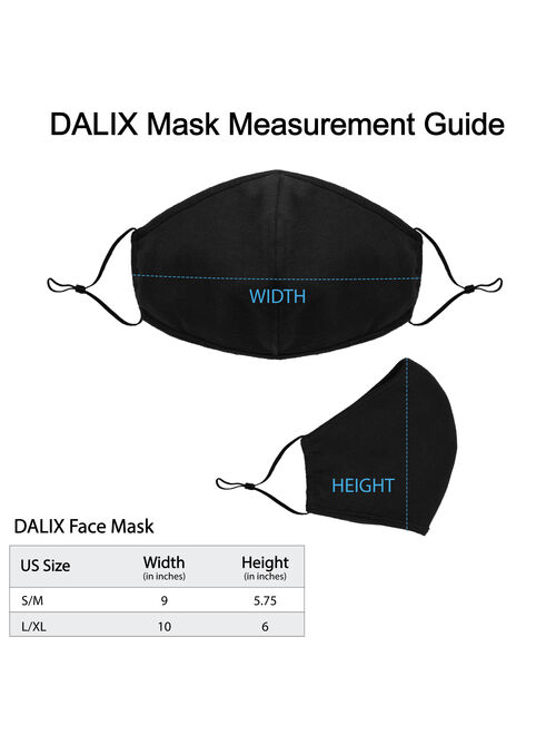 DALIX Cloth Face Mask Reuseable Washable in Black Made in USA - L-XL Size