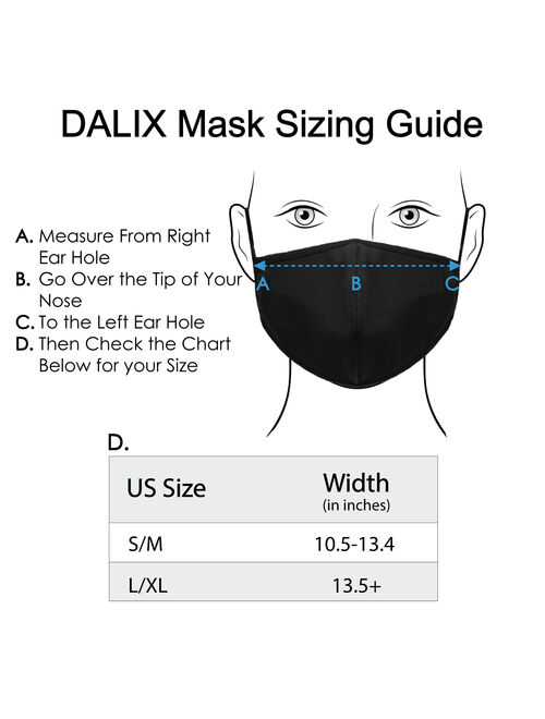 DALIX Cloth Face Mask Reuseable Washable in Black Made in USA - L-XL Size (10 Pack)