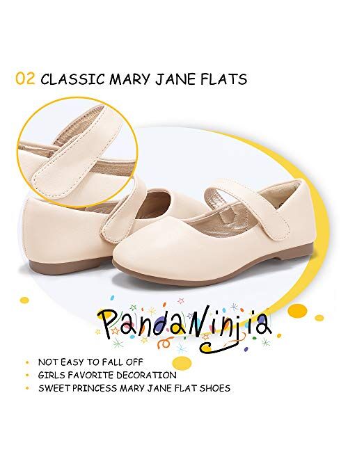 PANDANINJIA Toddler/Little Kid Girl's Susie Dress Mary Jane Ballet Flats Ballerina Flat Shoes for Wedding Party School