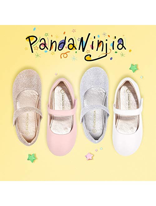 PANDANINJIA Toddler/Little Kid Girl's Susie Dress Mary Jane Ballet Flats Ballerina Flat Shoes for Wedding Party School