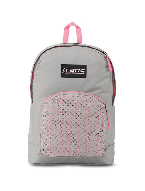 JanSport TransOvert 17.5 Laser Lace Backpack - Gray/Pink, Unique laser-cut backpack in light gray and pink hues
