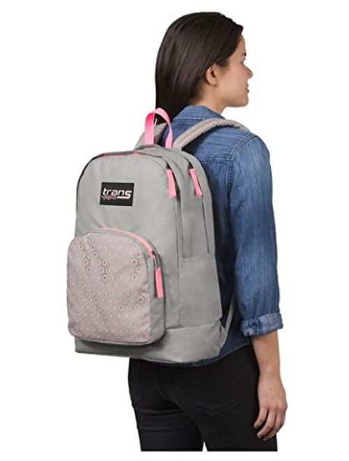 JanSport TransOvert 17.5 Laser Lace Backpack - Gray/Pink, Unique laser-cut backpack in light gray and pink hues