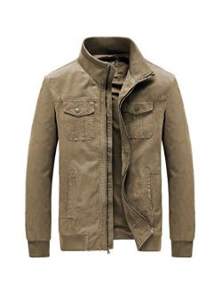 JYG Men's Casual Cotton Military Jacket with Removable Hood