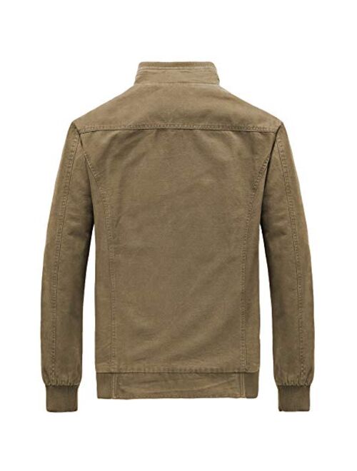 JYG Men's Casual Cotton Military Jacket with Removable Hood