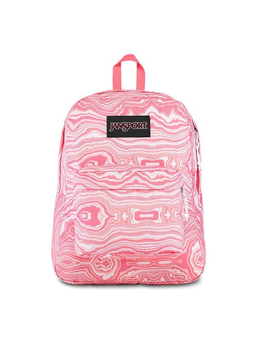 JanSport Black Label Superbreak Backpack - Lightweight School Bag-Pink Geode Load Print