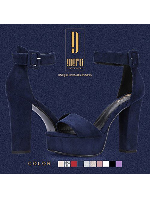 IDIFU Women's IN5 Sabrina Ankle Strap Platform High Chunky Heels Party Sandal