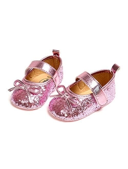 BEBARFER Infant Baby Girls Shoes Mary Jane Flats Anti-Slip Sole Toddler White Dress Shoes