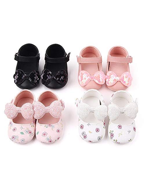 OAISNIT Baby Girl Shoes Mary Jane Flats Anti-Slip Princess Wedding Dress Infant Girl Soft Lightweight Crib Shoes