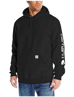 Men's Midweight Signature Sleeve Logo Hooded Sweatshirt XLarge Tall Black