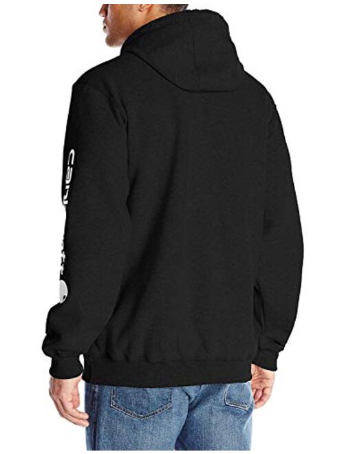 Carhartt Men's Midweight Signature Sleeve Logo Hooded Sweatshirt XLarge Tall Black