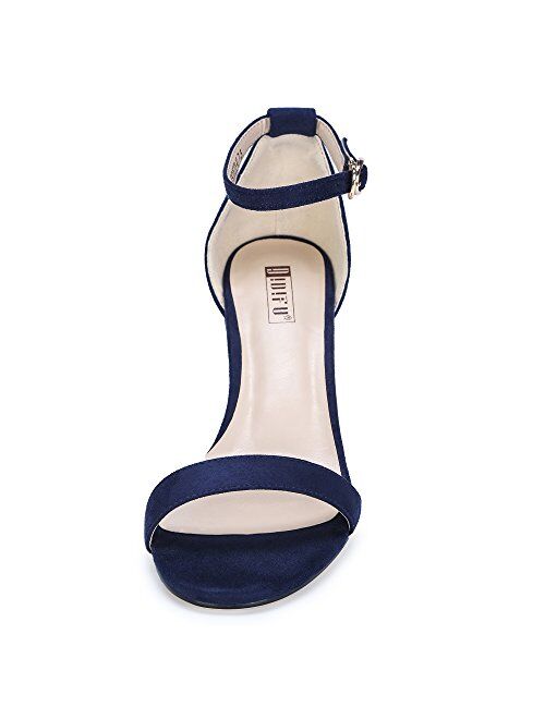 IDIFU Women's Cookie-MI Block Heels Sandals 3 Inch Chunky Open Toe Ankle Strap Wedding Dress Pump Shoes
