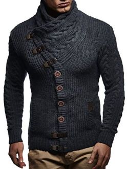 Men's Knit Cardigan with Turtle Neck LN7080