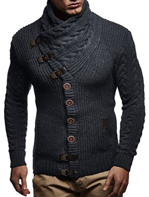 Leif Nelson Men's Knit Cardigan with Turtle Neck LN7080