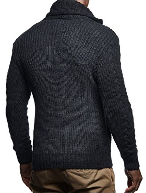 Leif Nelson Men's Knit Cardigan with Turtle Neck LN7080