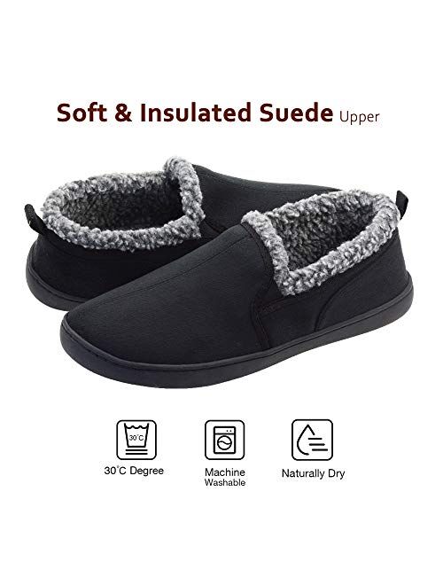 LULEX Moccasin Slippers for Men with Memory Foam Indoor Outdoor Sole Non Skid House Shoes