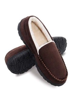 festooning Mens Slippers House Shoes with Memory Foam Moccasin Slipper with Non-Slip Rubber Sole Indoor Outdoor Men's Bedroom Slipper
