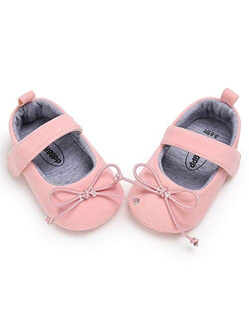 HsdsBebe Baby Girls Bowknot Cotton Mary Jane Shoes Soft Sole Toddler Fisrt Walkers Infant Princess Crib Flats First Birthday Party Gift