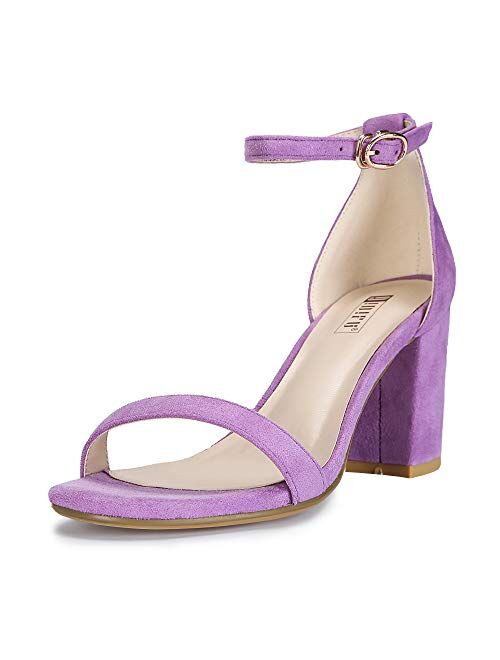 IDIFU Women's Cookie-MI Block Heels Sandals 3 Inch Chunky Open Toe Ankle Strap Wedding Dress Pump Shoes