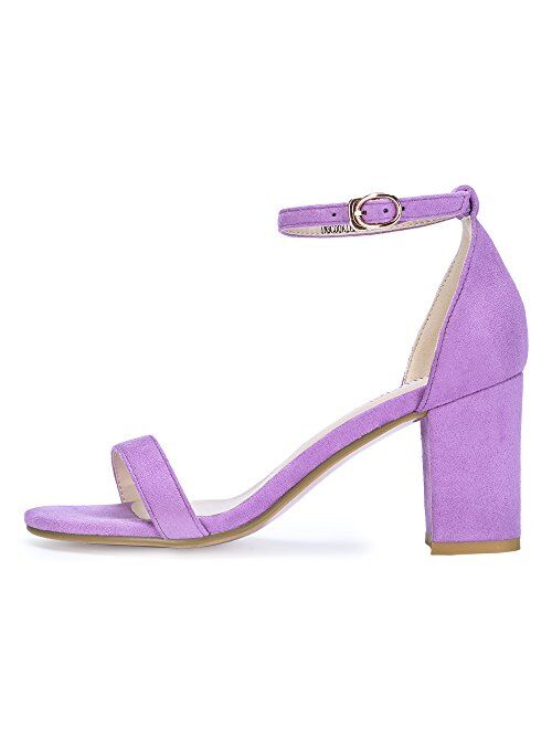 IDIFU Women's Cookie-MI Block Heels Sandals 3 Inch Chunky Open Toe Ankle Strap Wedding Dress Pump Shoes