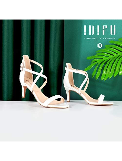 IDIFU Women's Silvia Cross Strappy Open Toe Dressy Sandals Ankle Strap High Heel Bridal Bridesmaid Evening Party Prom Heeled Shoes
