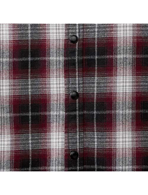 Legendary Whitetails Men's Backwoods Hooded Flannel Shirt, Deep Red Plaid, Large Tall