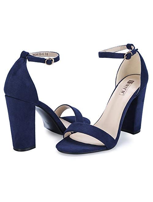 IDIFU Women's IN4 Cookie-HI Chunky Block High Heel Open Toe Ankle Strap Dress Party Wedding Pump Sandals