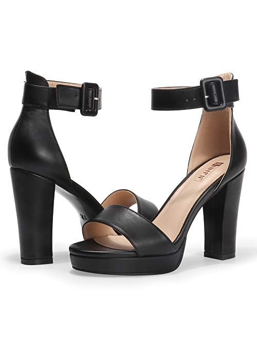 IDIFU Women's IN4 Sabrina Platform Chunky High Heels Ankle Strap Heeled Sandals Wedding Party Dress Shoes