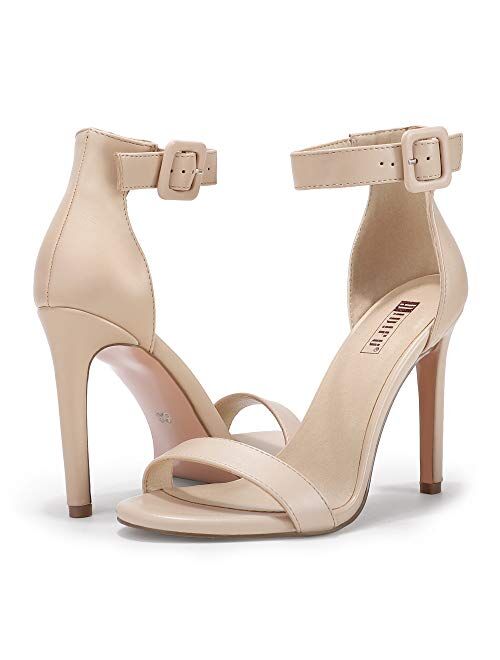 IDIFU Women's Dressy High Heel Stiletto Sandals Open Toe Buckled Party Wedding Shoes Heels for Women Bride