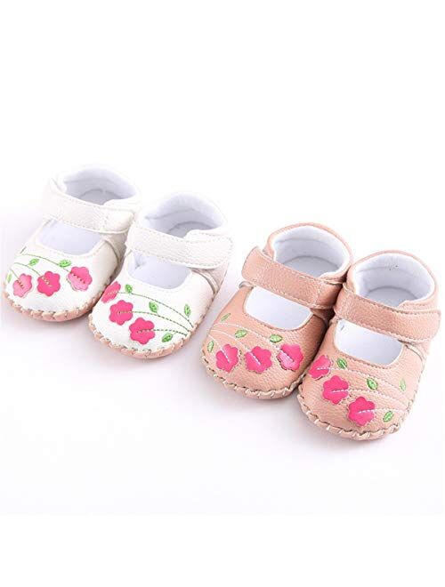 BENHERO Infant Baby Girl Dress Shoes Handmade Soft Sole No-Slip Mary Jane Princess Shoes Wedding Dress Shoes