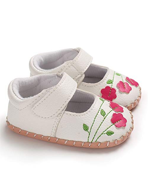 BENHERO Infant Baby Girl Dress Shoes Handmade Soft Sole No-Slip Mary Jane Princess Shoes Wedding Dress Shoes