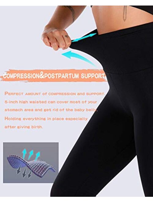 RUNNING GIRL 5 inches High Waist Yoga Leggings, Compression Workout Leggings for Women Yoga Pants Tummy Control