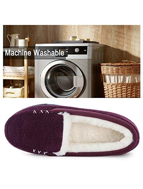 RockDove Women's Chenille Faux Fur Lined Moc Slipper