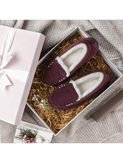 RockDove Women's Chenille Faux Fur Lined Moc Slipper