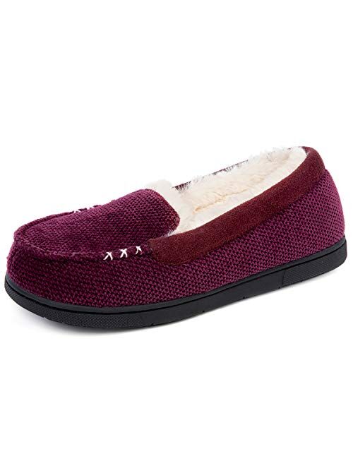 RockDove Women's Chenille Faux Fur Lined Moc Slipper