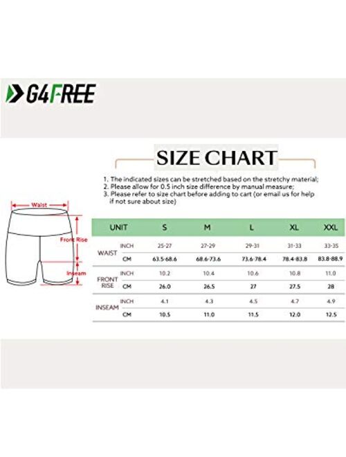 G4Free Women's High Waist Yoga Shorts with Pockets 4" Workout Biker Shorts Non See Through Gym Short Legging Running Pants