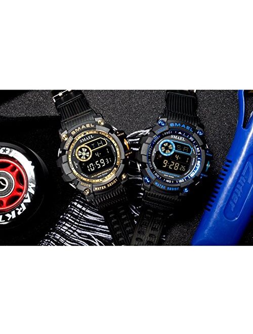Mens Digital Sports Watches Multifunctional 50M Waterproof LED Alarm Backlight Watch