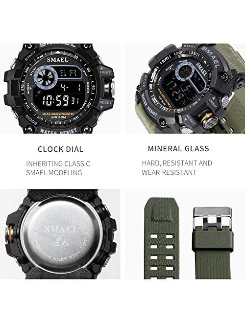 Mens Digital Sports Watches Multifunctional 50M Waterproof LED Alarm Backlight Watch