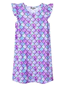 Girls Nightgowns Unicorn/Mermaid Pajamas Cotton Sleepwear Night Dresses