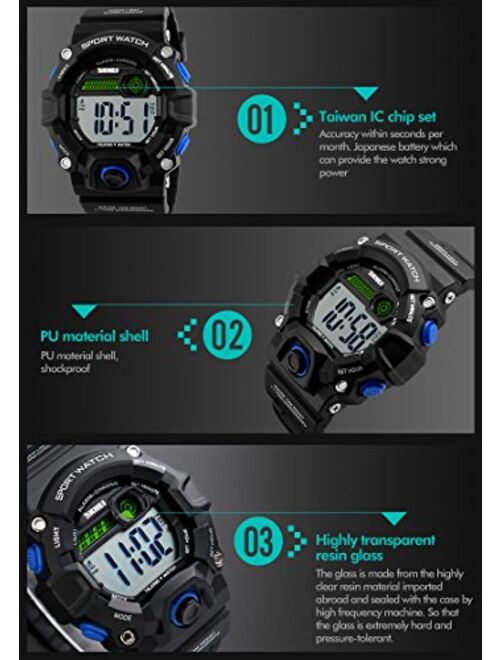 Men Sport Watch Talking Music Alarm Snooze LED Digital Watches Outdoor Military Shockproof Luminous Watch