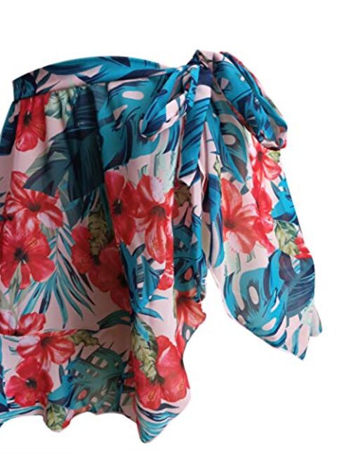 Women Cover Up Swimsuit Chiffon Floral Bohemia Kimono Cardigan Swimwear