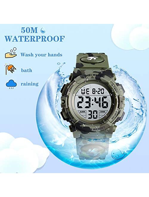 SKMEI Kids Watch, Digital Sports Waterproof Watch for Boys Girls, Outdoor Multifunction Chronograph with Colorful LED Backlight Analog Watches for Children