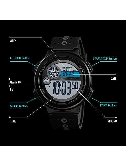 Boys Military Camo Digital Watch, Kids Colorful LED Outdoor Sports Waterproof Wristwatches with Alarm Clock Calendar Stopwatch for Kids Girls