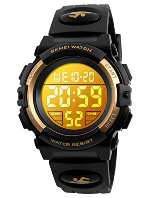 Kids Digital Sport Watch Boys Waterproof Casual Electronic Analog Quartz 7 Colorful Led Watches with Alarm Wrist Watches for Boy Girls Children Green
