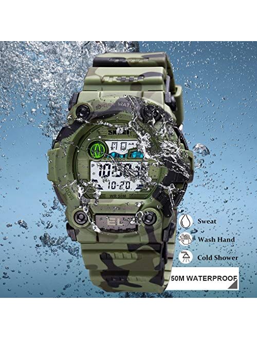 CakCity Boys Camouflage LED Sports Kids Watch Waterproof Digital Electronic Military Wrist Watches for Kid with Luminous Alarm Stopwatch Child Watches Ages 3-10