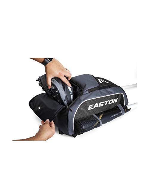 EASTON GAME READY Bat & Equipment Backpack Bag, 2021, Baseball Softball, 2 Bat Pockets or for Water Bottles, Vented Main Compartment, Vented Shoe Pocket, Zippered Valuabl