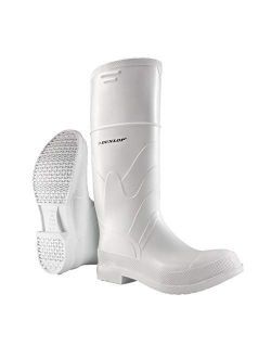Dunlop 8101104 White PVC Boots, 100% Waterproof PVC, Lightweight and Durable Protective Footwear, Slip-Resistant, Men Size 4/Women Size 6