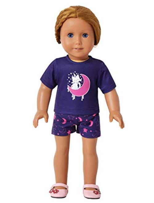 Jxstar Matching Dolls & Girls Pajamas Unicorn Pjs Set Kids America Girl Dolls Clothes