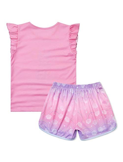 Jxstar Girls Pajamas Sets Unicorn Pjs Flutter Sleeve Night Shirts for Kids