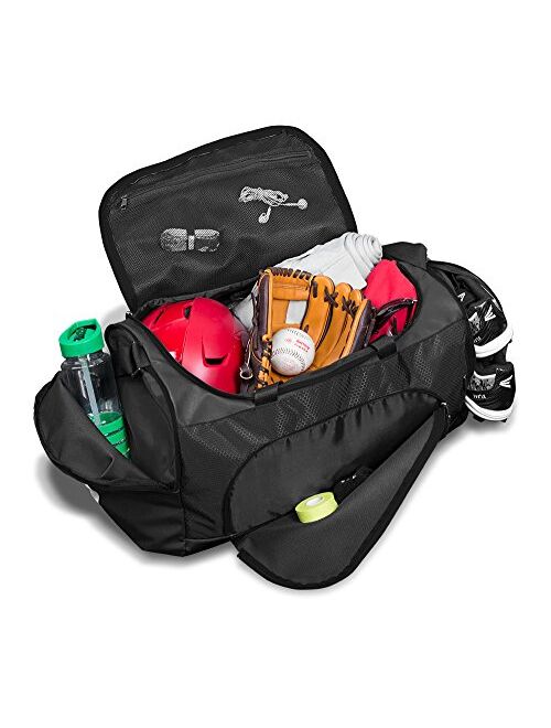 EASTON E310D PLAYER Bat & Equipment Duffle Bag, 2021, Baseball Softball, 2 Bat Sleeves, Vented Pockets - Minimize Oder, Quick Dry, Shoe Pocket, Main Gear Compartment, 2 S