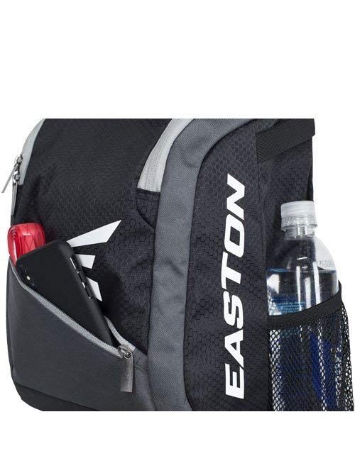 EASTON GAME READY YOUTH Bat & Equipment Backpack Bag, 2021, Baseball Softball, 2 Bat Pockets or for Water Bottles, Vented Main Compartment, Vented Shoe Pocket, Valuables 